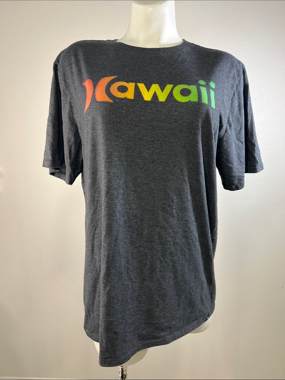 Hurley Gray Short-Sleeve Tee with Multicolor 'Hawaii' Logo LARGE
